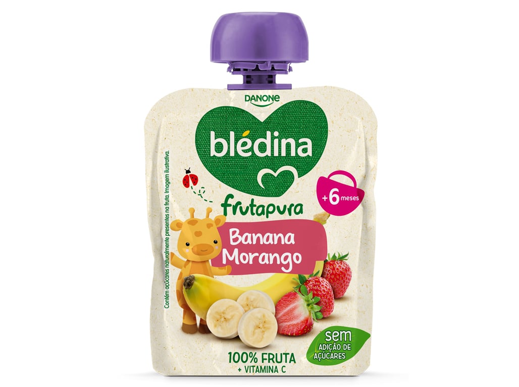 SAQUETAS BLEDINA BANANA E MORANGO 85G