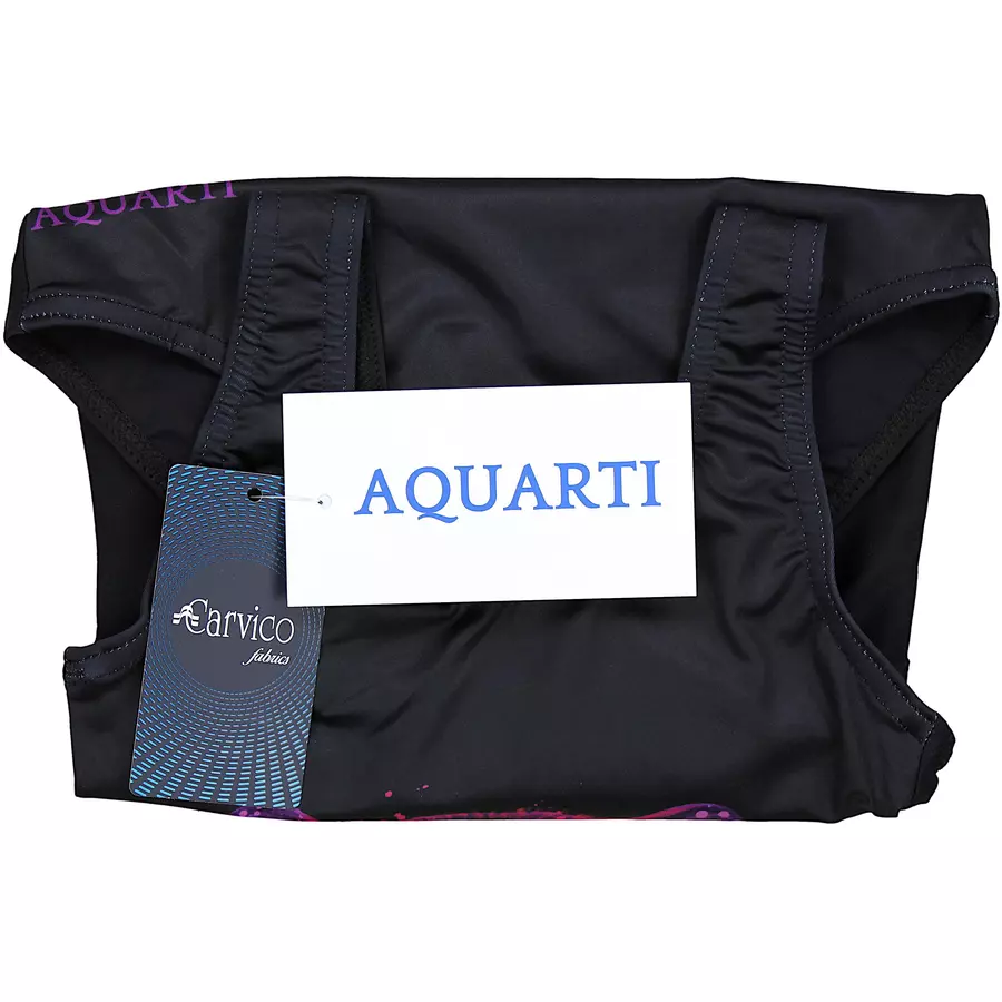 Aquarti Mädchen Badeanzug mit Ringerrücken Print schwarz-kombi