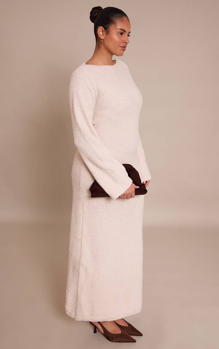 Crème Robe Maxi En Maille Tricotée À Pompons Grande Taille