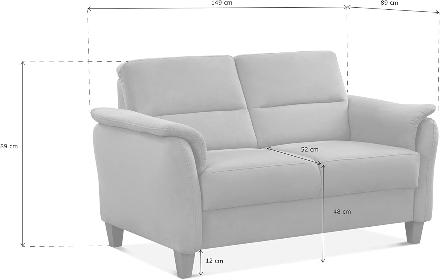 CAVADORE 2er-Sofa Palera mit Federkern / Kompakte Zweisitzer-Couch im Landhaus-Stil / passender Sessel und Hocker optional / 149 x 89 x 89 / Mikrofaser, Rot