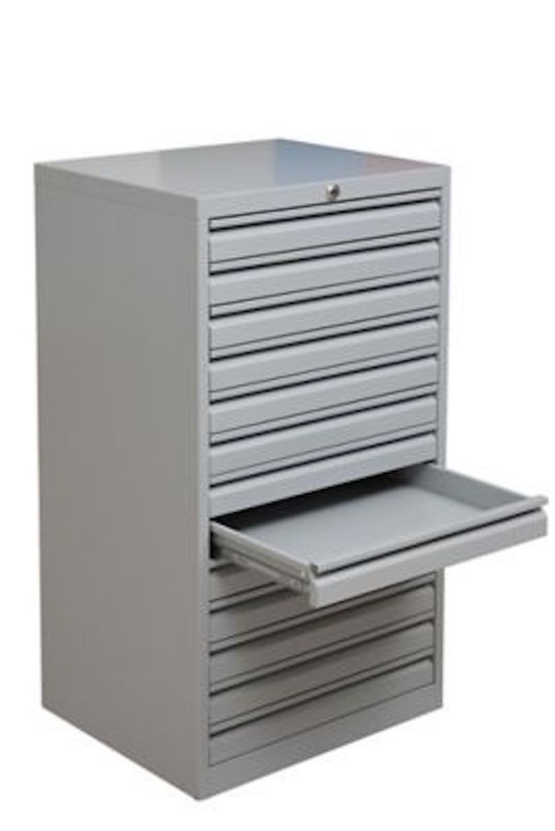 PROREGAL Swan ladekast met 13 laden, HxBxD 98 x 53 x 43 cm, grijs