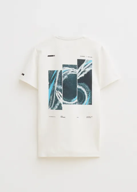 T-shirt met backprint golven off-white (WIT.O)