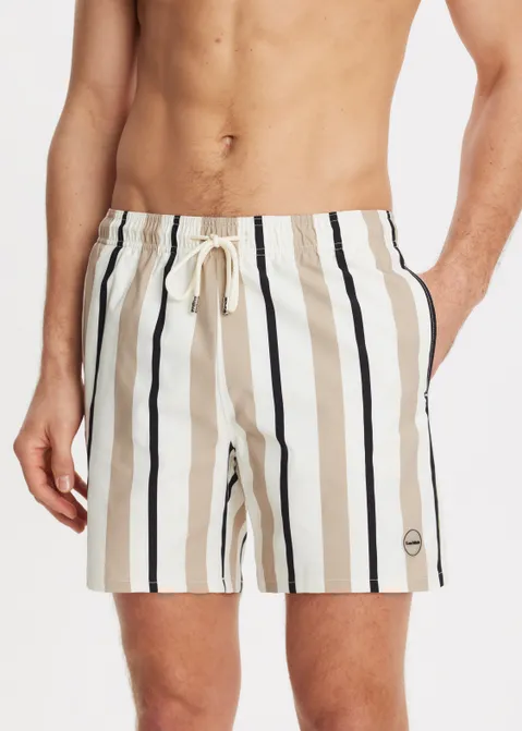 Zwembroek met verticale strepen off-white (WIT.O)