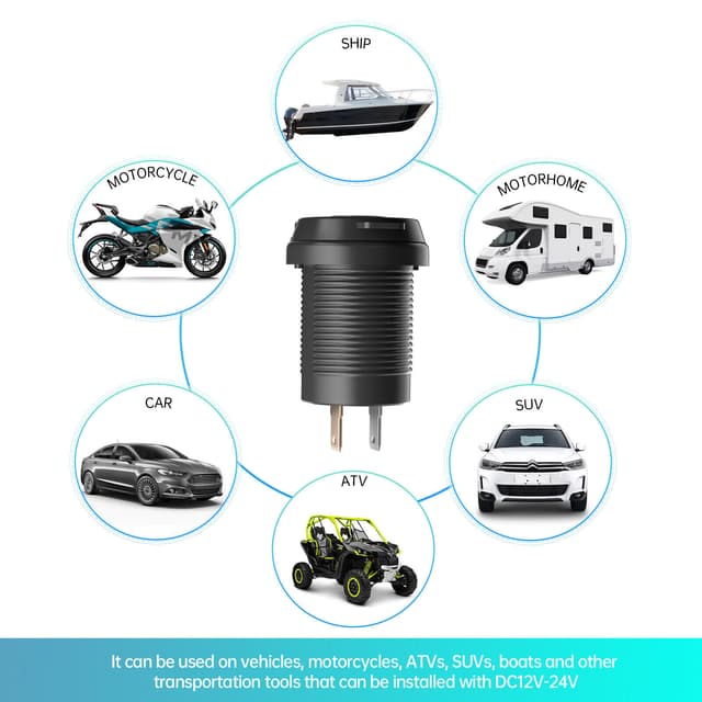 Billader 12V/24V QC3.0 med beskyttelsescover Sort