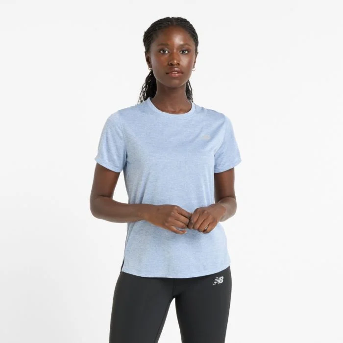 New Balance Dame T-shirts Athletics Short Sleeve Blå