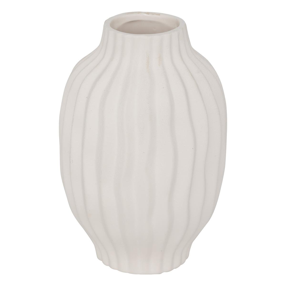 VASE CERAMIQUE STRIE FERNAN BLANC H.22CM