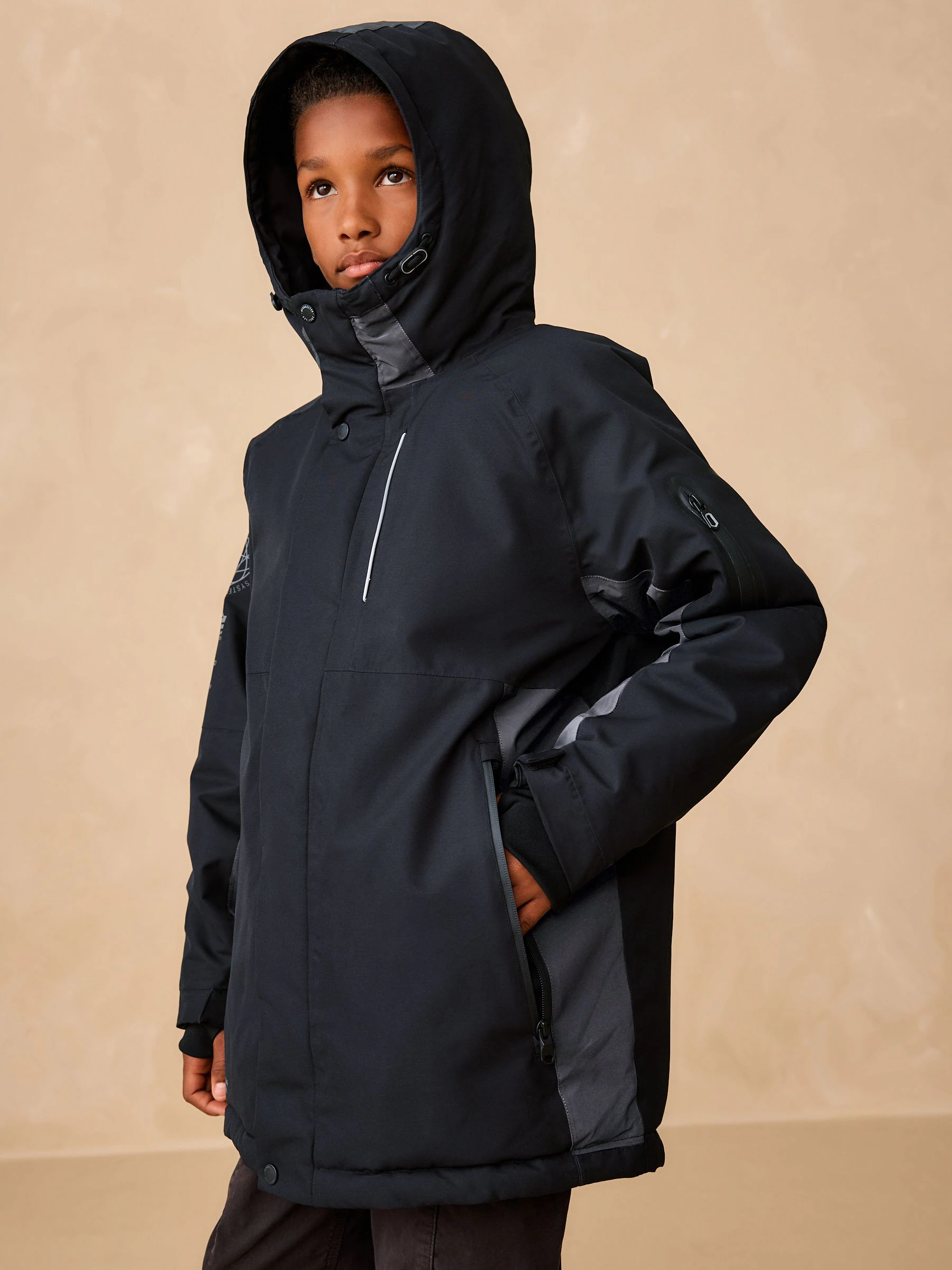 Zwart - Premium waterdichte parkajas (3-16jr)