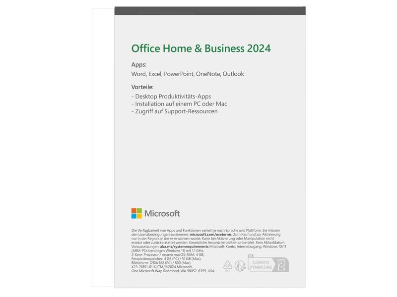 Microsoft Office Home & Business 2024 Vollversion, Deutsch Das aktuelle Office für Ihr Unternehmen