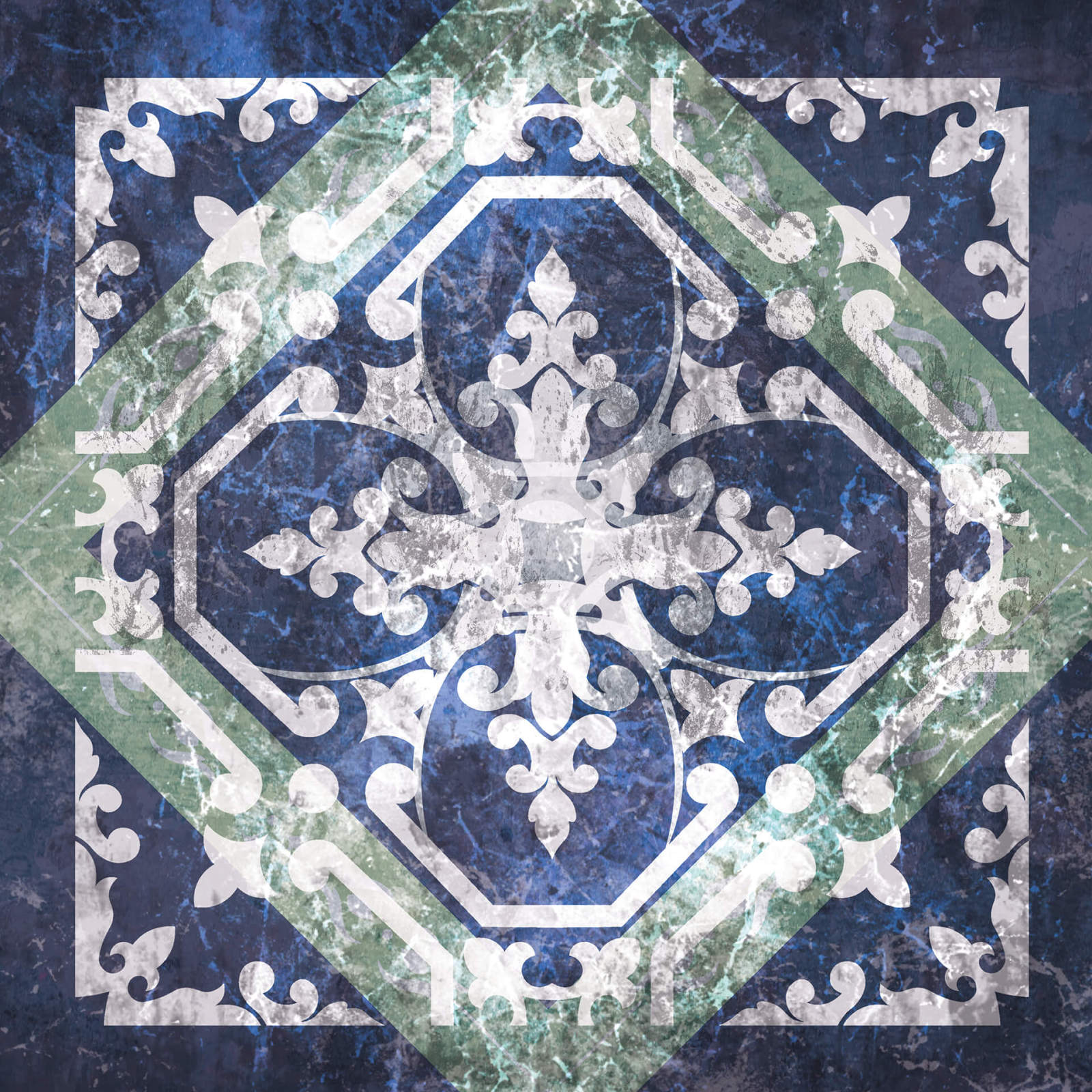 Leinwandbild MARKT VON MARRAKESCH - blau - 50x50 cm