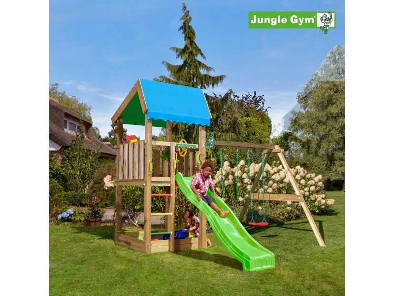 Jungle Gym Home legetårn komplet inkl. swing module xtra ekskl. rutschebane (804-315SB)