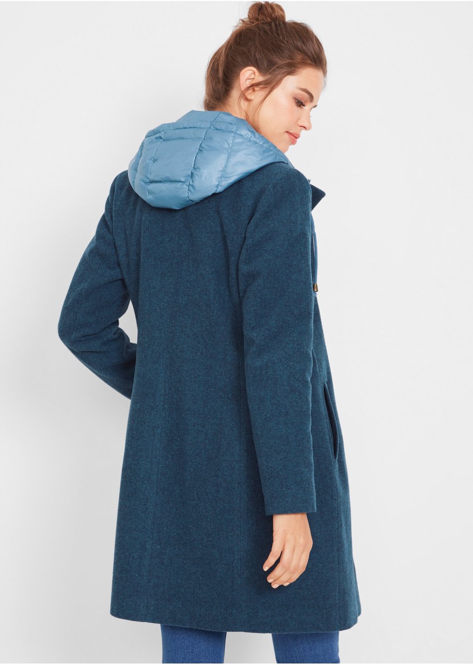 Manteau court d'hiver à teneur en laine, style 2 en 1