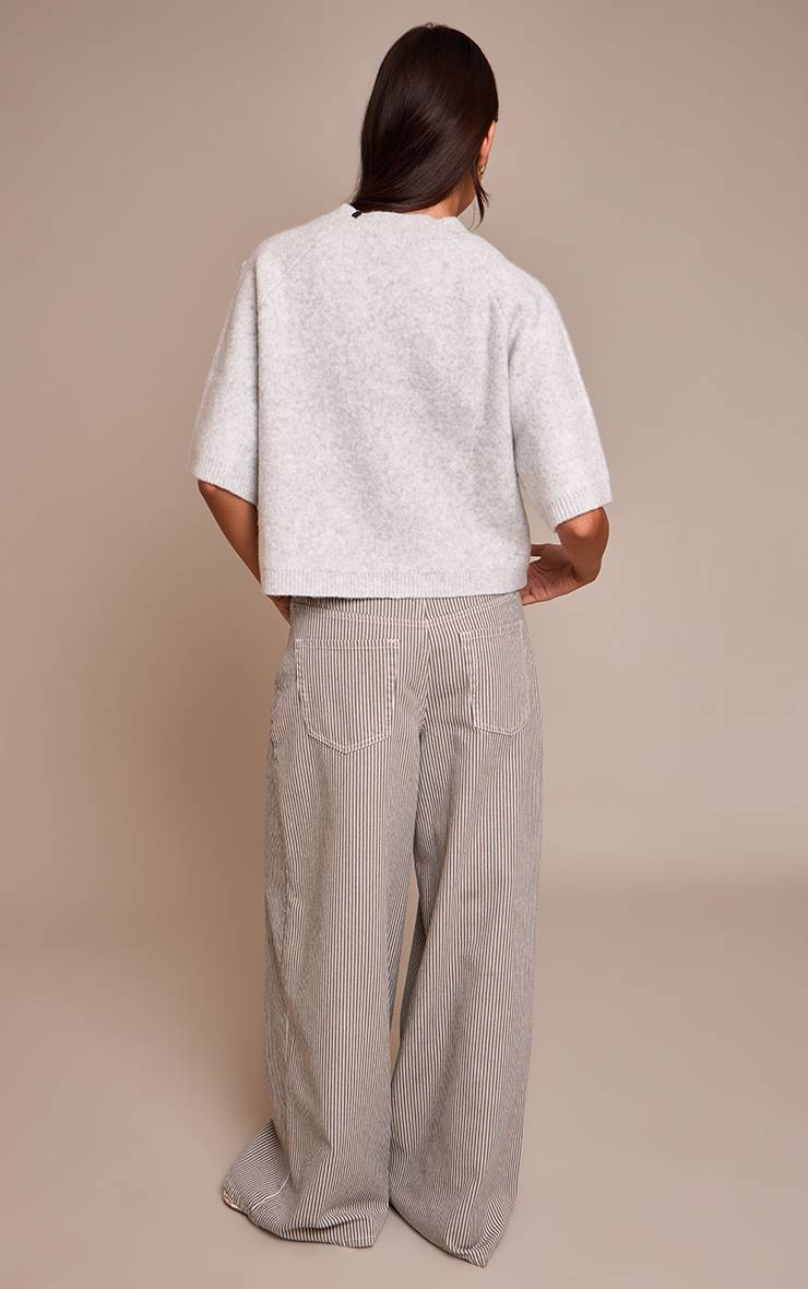 Kaki Jean En Denim Taille Haute À Fines Rayures