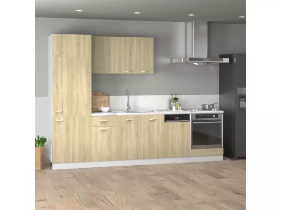 Ensemble d'armoires de cuisine 7 pcs chêne sonoma