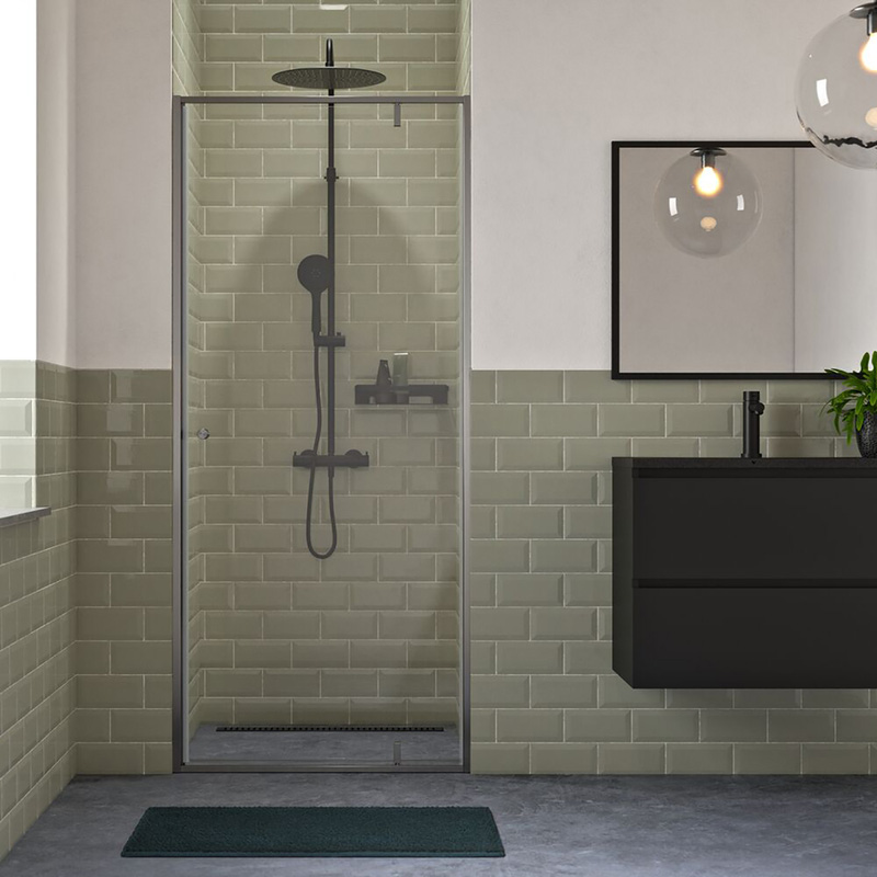 Sealskin Contour draaideur voor nis 90x200 cm, 6 mm helder veiligheidsglas met antikalklaag mat grijs