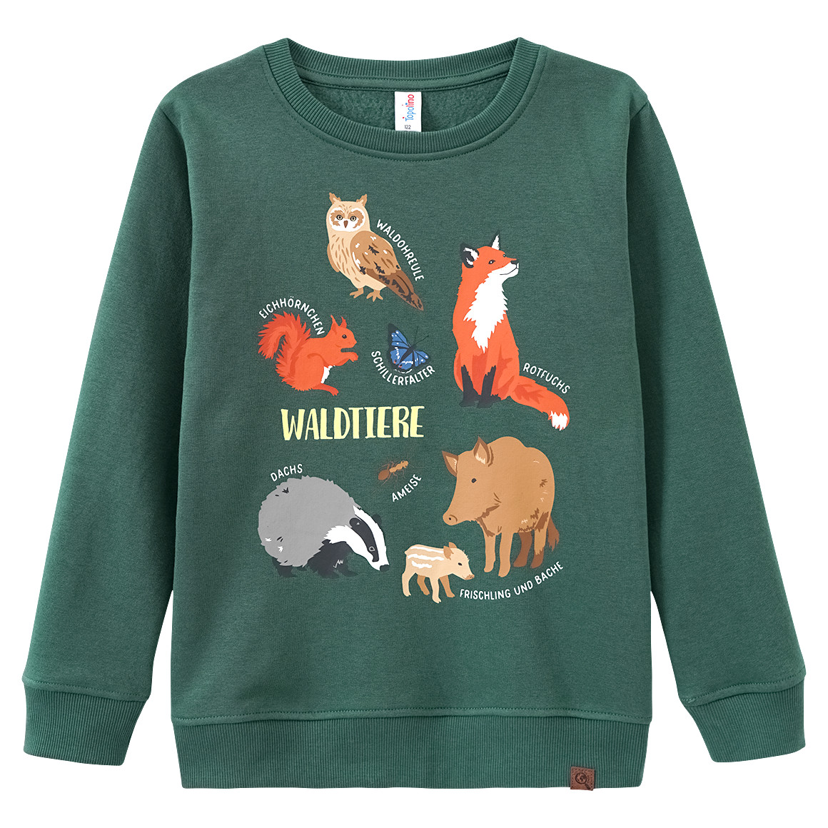 Topolino Kinder Sweatshirt mit Waldtiere-Print dunkelgrün