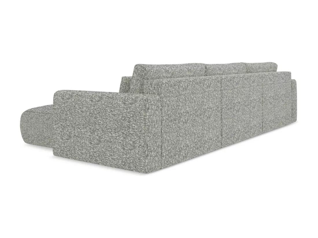 Canapé d'angle panoramique convertible en tissu texturé - gris beige - KAPUA