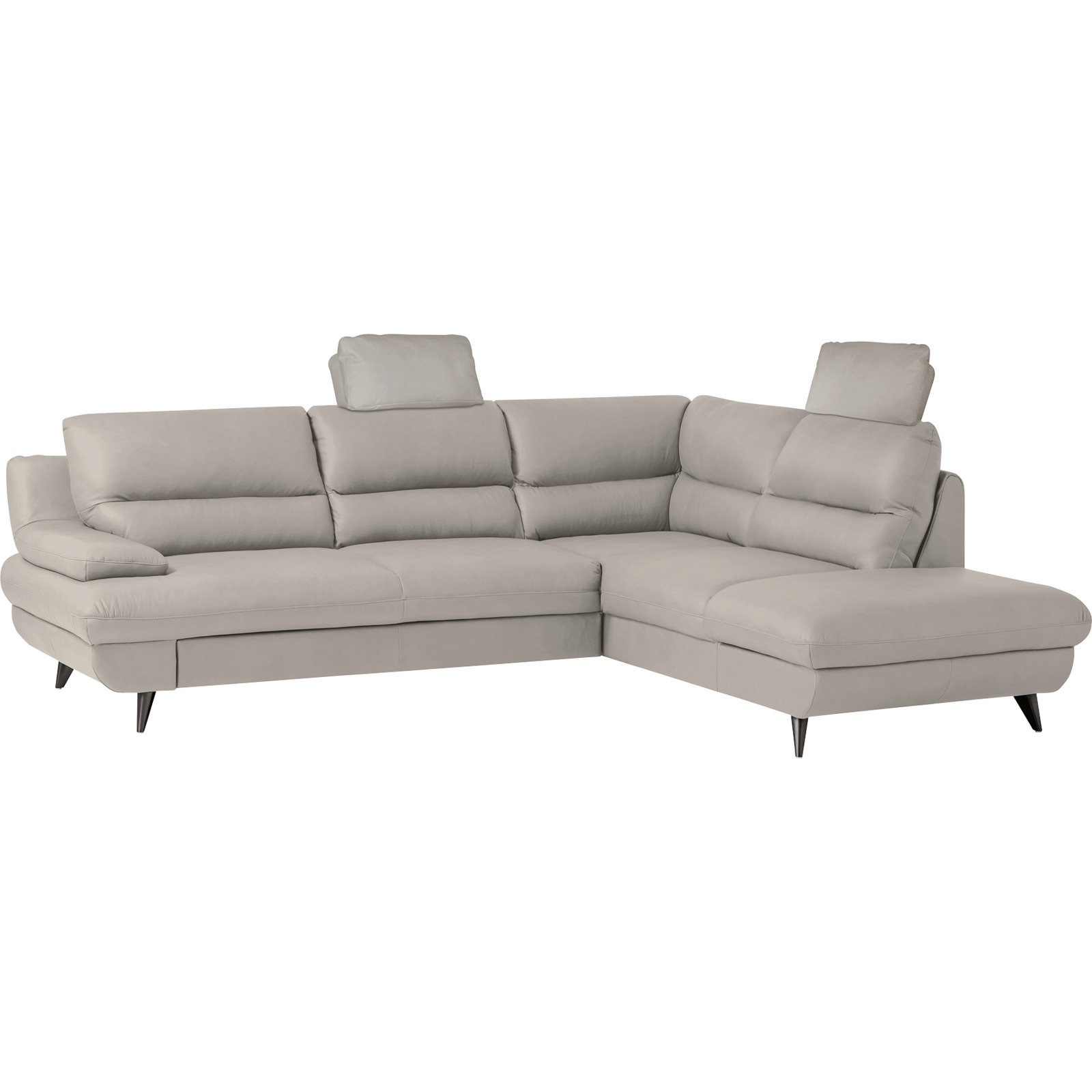 Ecksofa Pike Leder, Ottomane rechts hellgrau