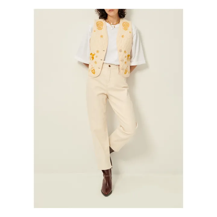 Sessùn Veste Sans Manches Brodée Charlezie | Ecru