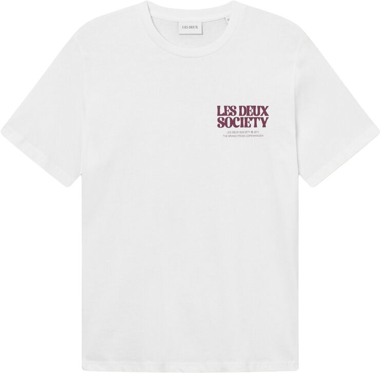 Les Deux Society T-Shirt White/beet red