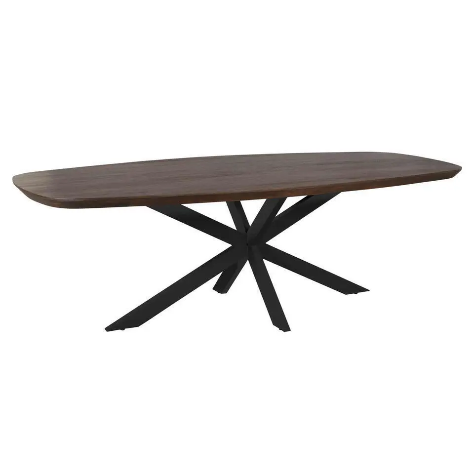 Eettafel Deens Ovaal Bruin/Zwart - 200x100x76cm - Madison
