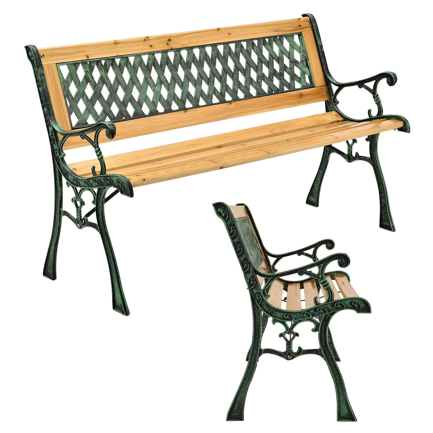 Juskys Gartenbank Pisa – 2-Sitzer Sitzbank mit Armlehnen & Rückenlehne – 122x54x73 cm