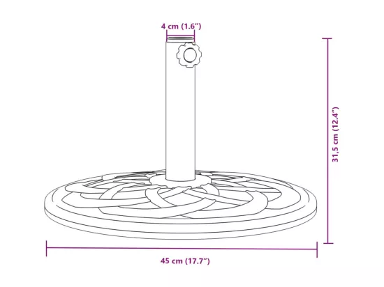 Base de parasol pour mats ?38 / 48 mm 12 kg rond