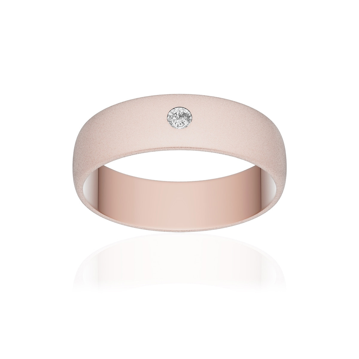 Alliance or 375 rose sablé demi-jonc 5,5mm diamant brillant