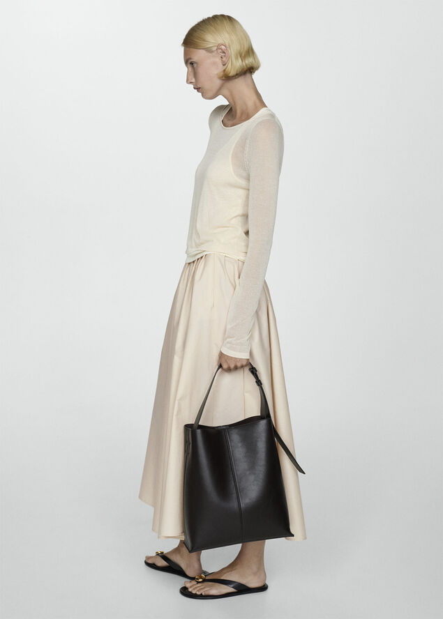MANGO Pleated midi skirt Light beige