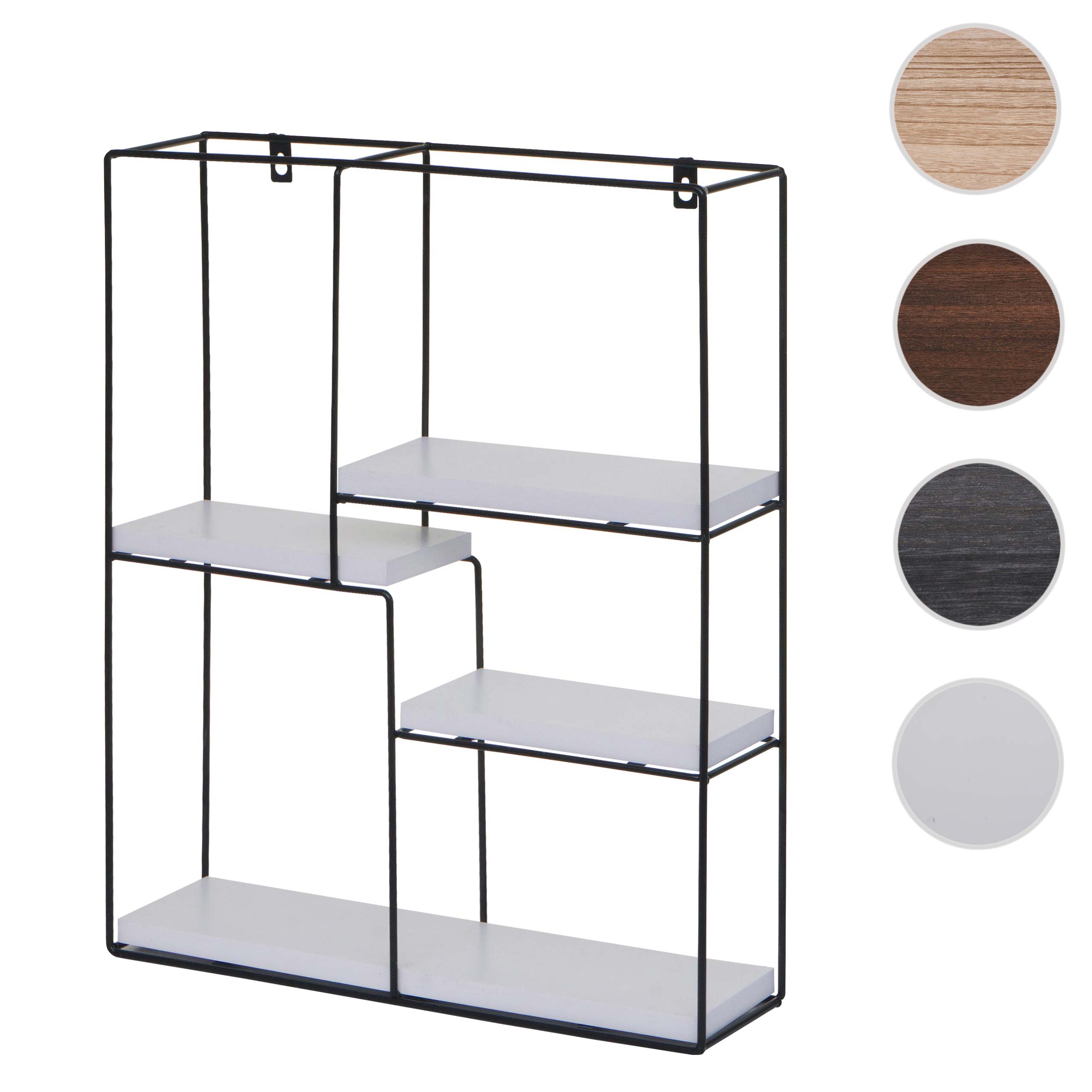 Wandregal MCW-K76, Hängeregal Schweberegal Regal, 4 Regalböden Metall Massiv-Holz Industrial 51x40x11cm ~ weiß
