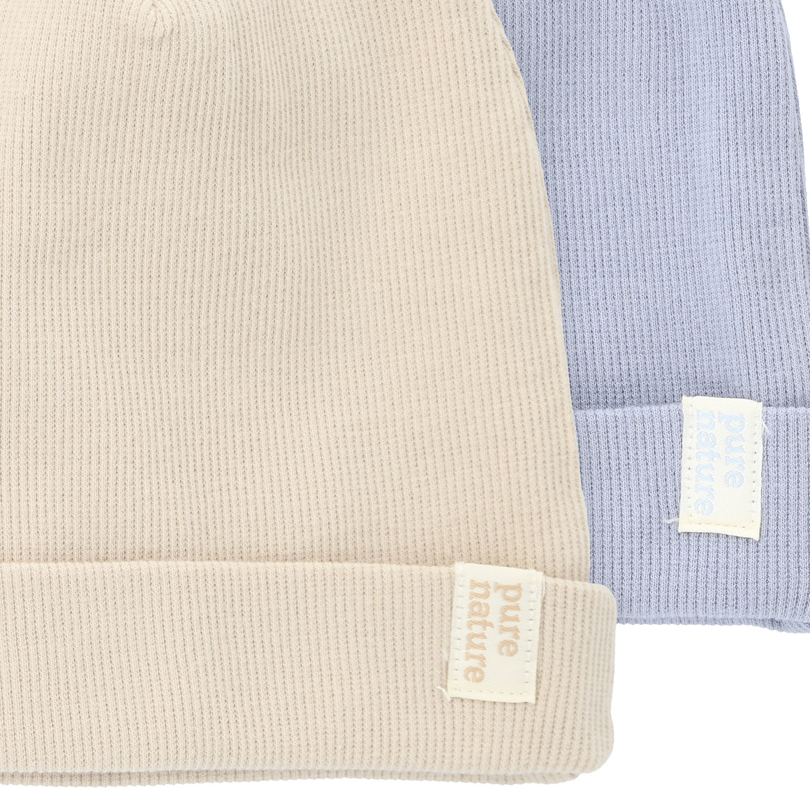 Topomini Pure Collection 2 Baby Mützen im Beanie-Style hellbeige / hellblau