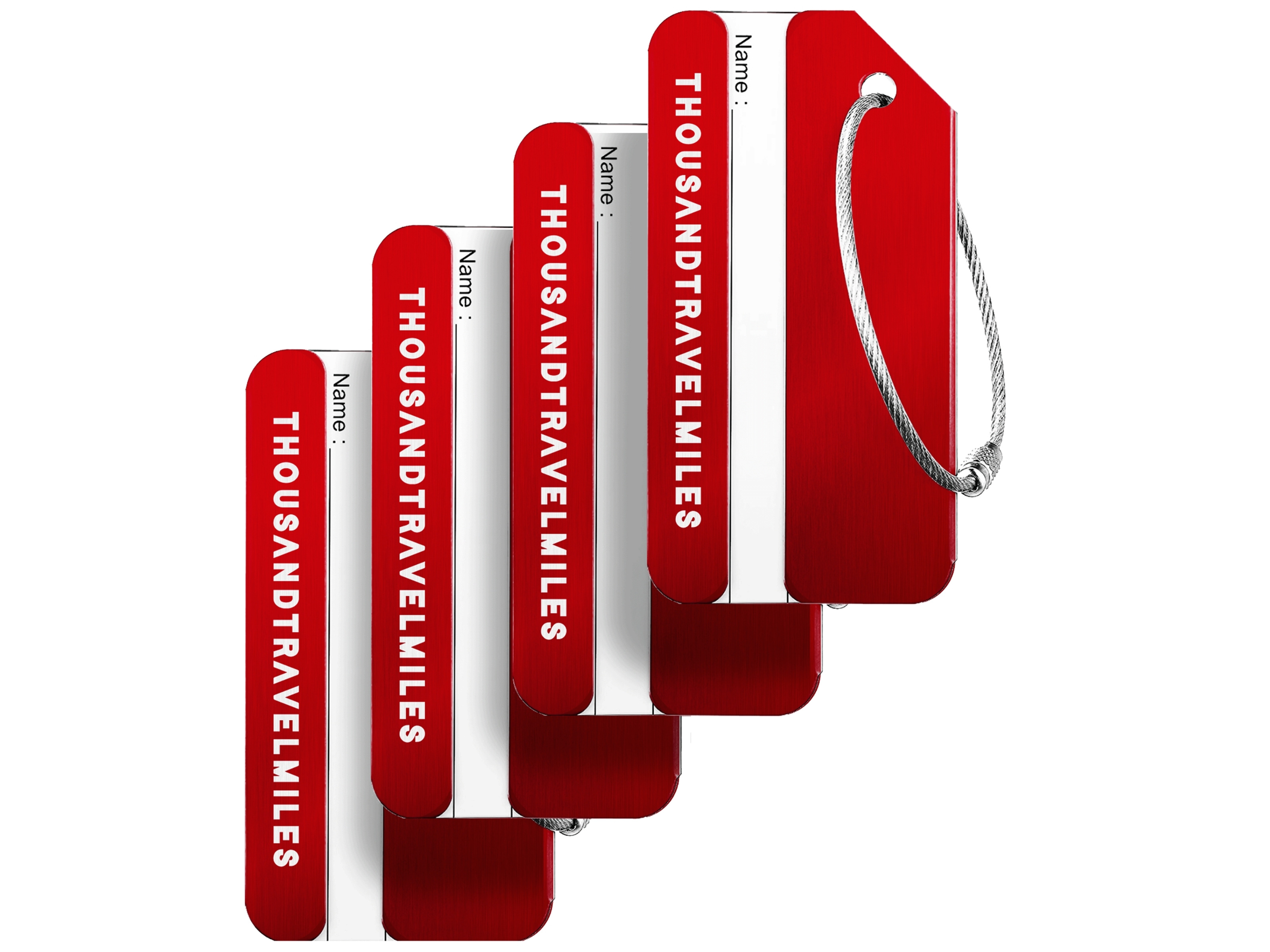 Thousandtravelmiles set van 4 aluminium bagagelabels - Red