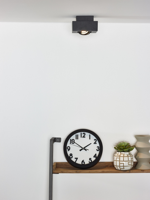 Lucide Xirax 1 spot dim to warm zwart