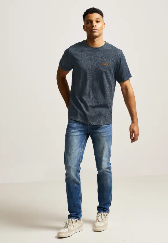 T-Shirt mit Turn-Up - dark night blue melange