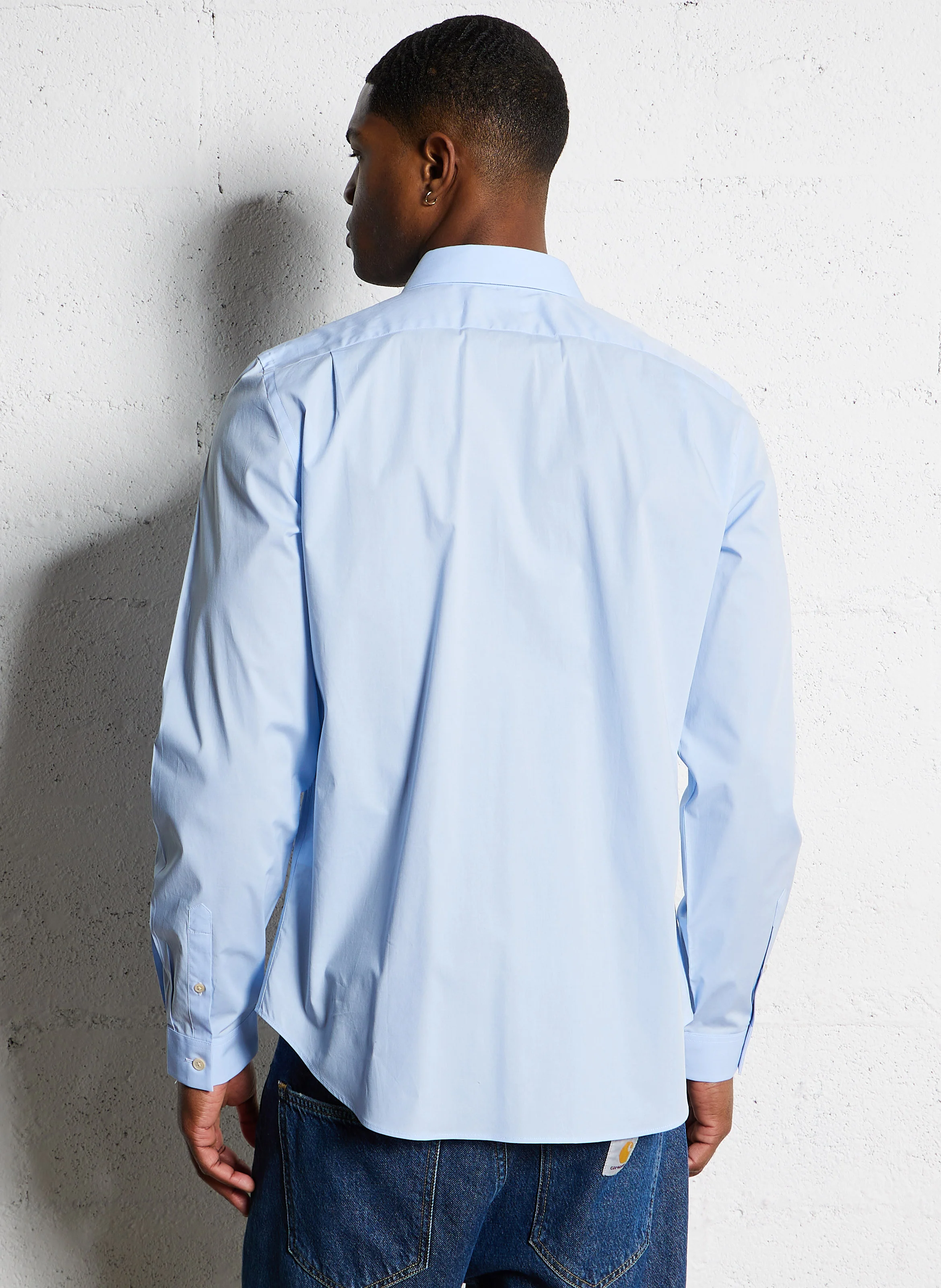 Chemise ajustée en coton organique | Bleu