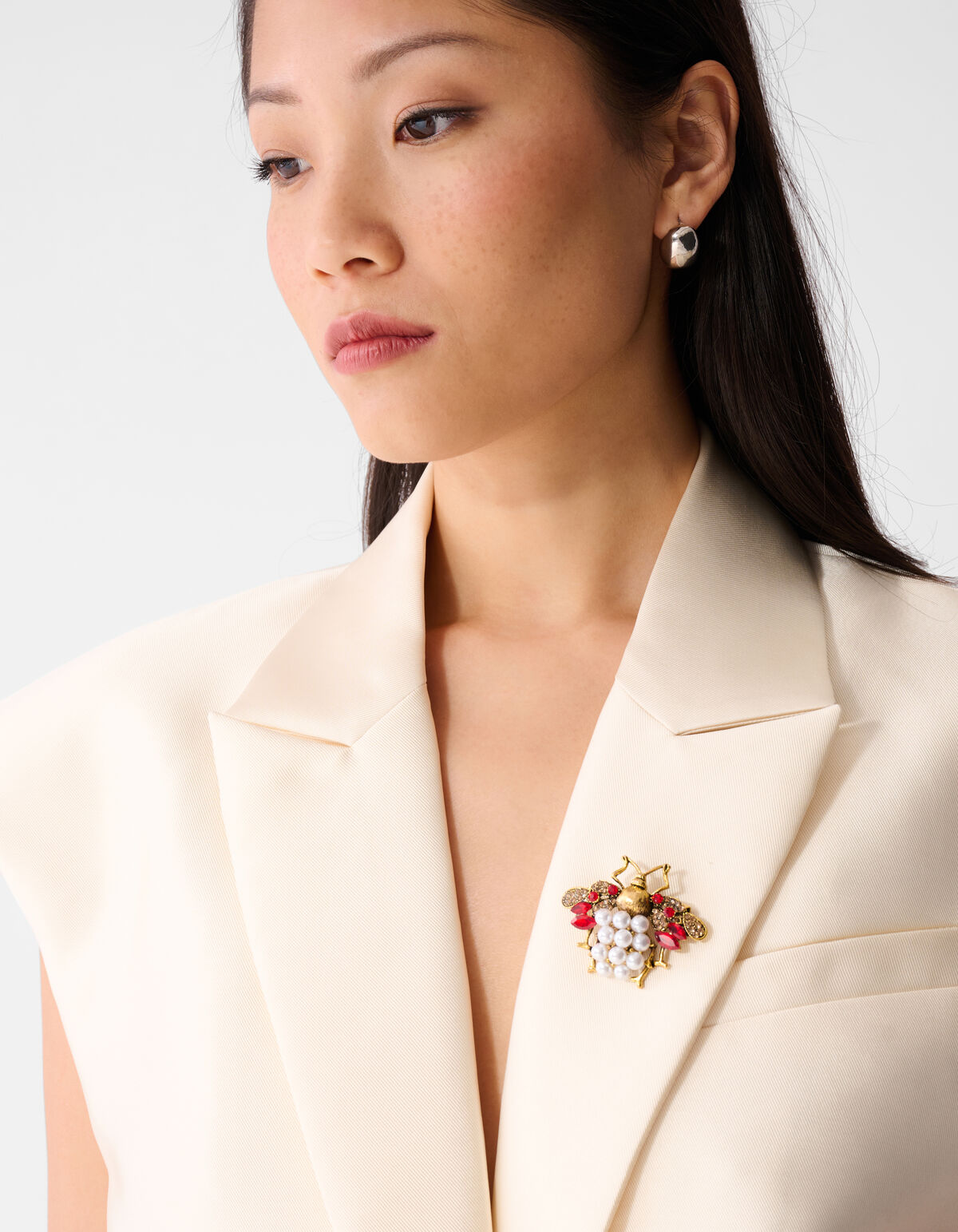 Parel Fly Broche Rood/Goud