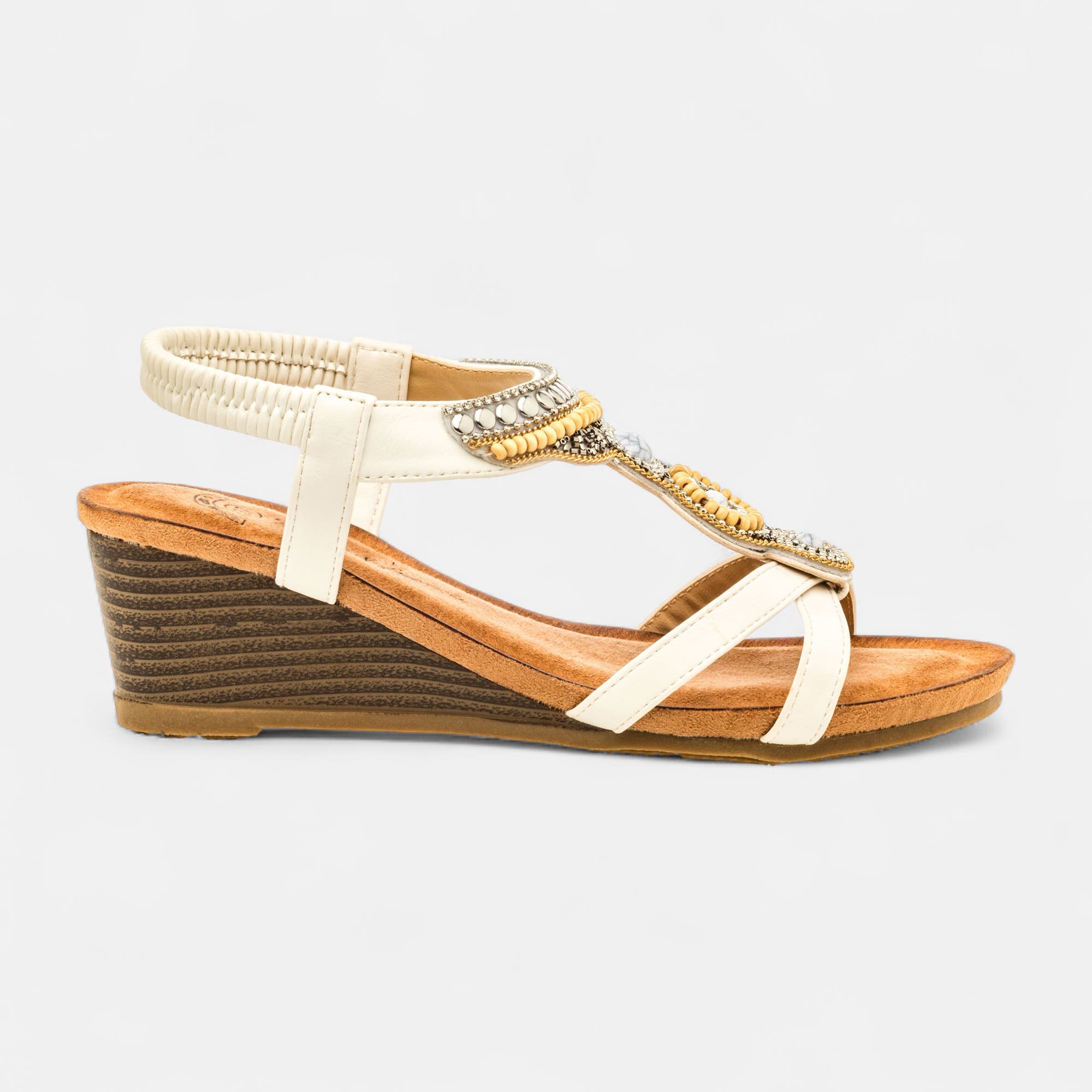Nu-pieds à talon compensé Femme blanc