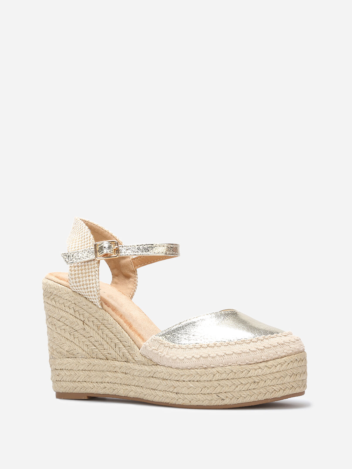 Espadrilles compensées à bride- Doré