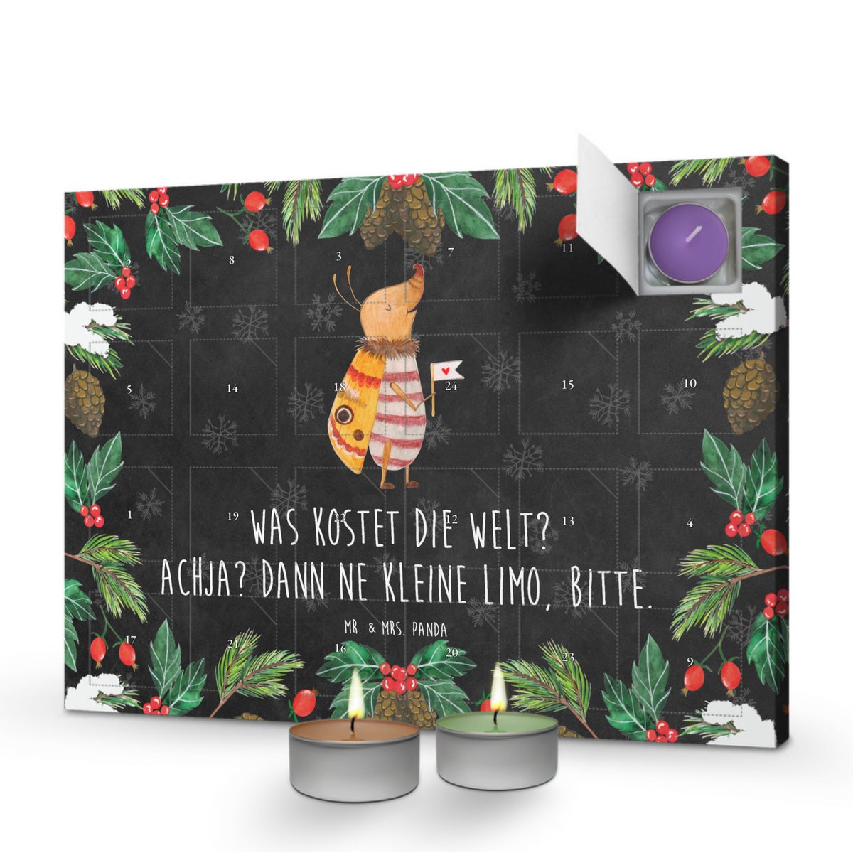 Mr. & Mrs. Panda Geurkaars Adventskalender Mottenvlaggetjes - Zwart