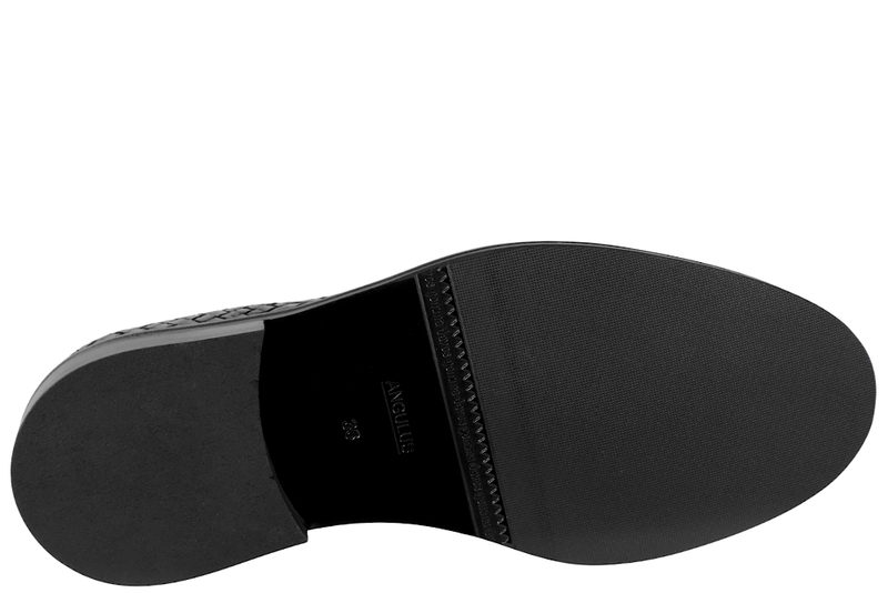 ANGULUS LOAFERS I SORT GLAT SKIND MED FLET
