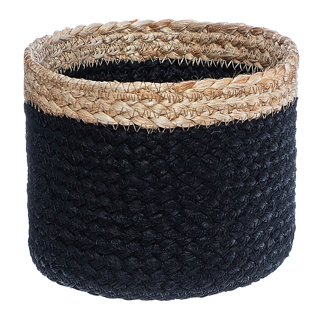 Panier SEAGRASS en jute noir 15x12cm