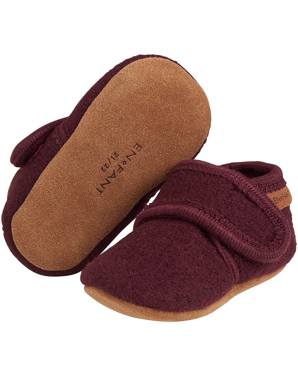 Klett-Krabbelschuhe MOBIL aus Wolle in winetasting