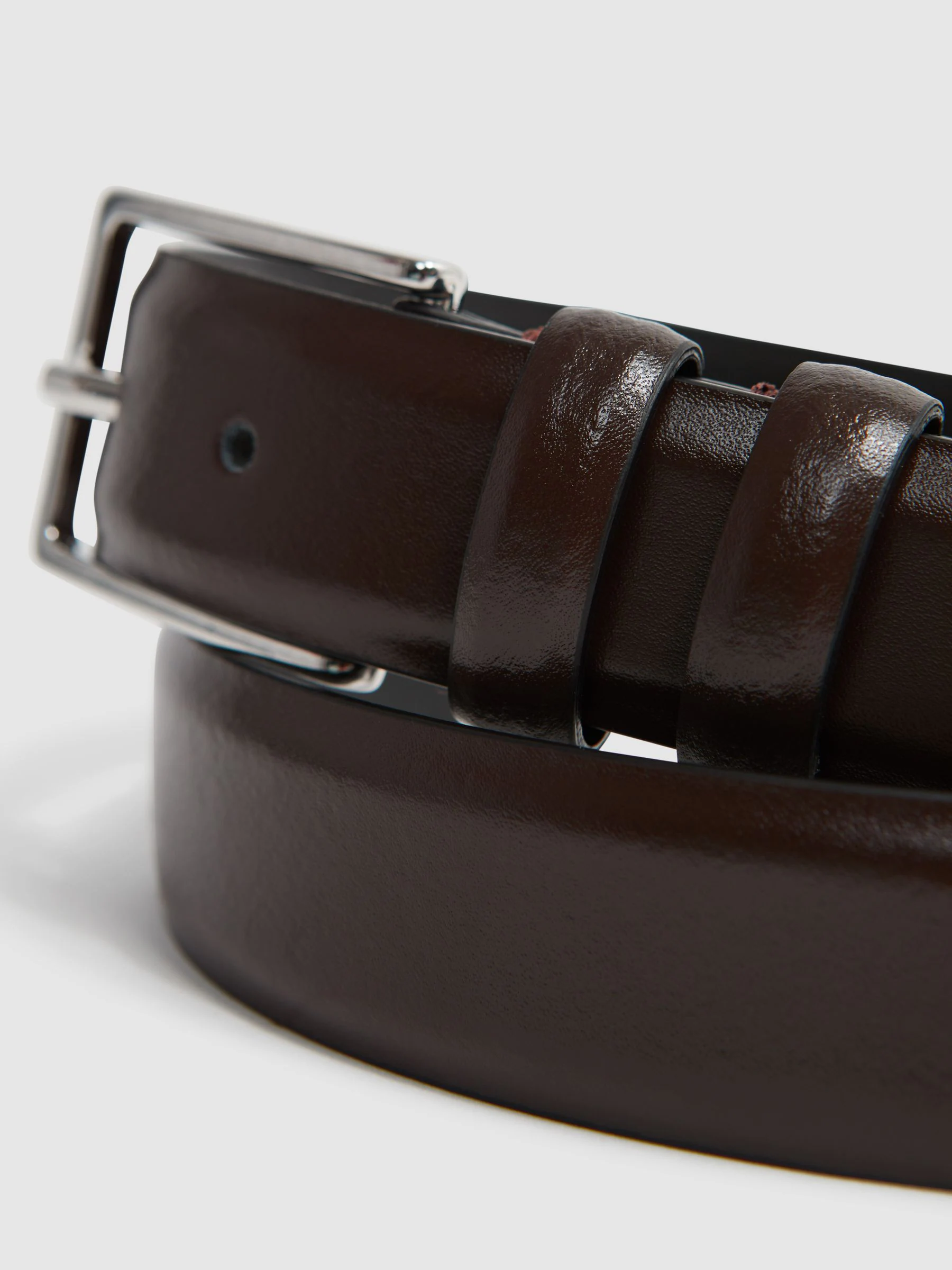 Chocoladebruin - Reiss - Dante - Gladde leren riem