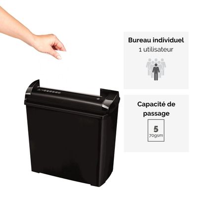 Fellowes Powershred P-25S - destructeur de documents coupe droite - 5 feuilles - Corbeille 11 litres