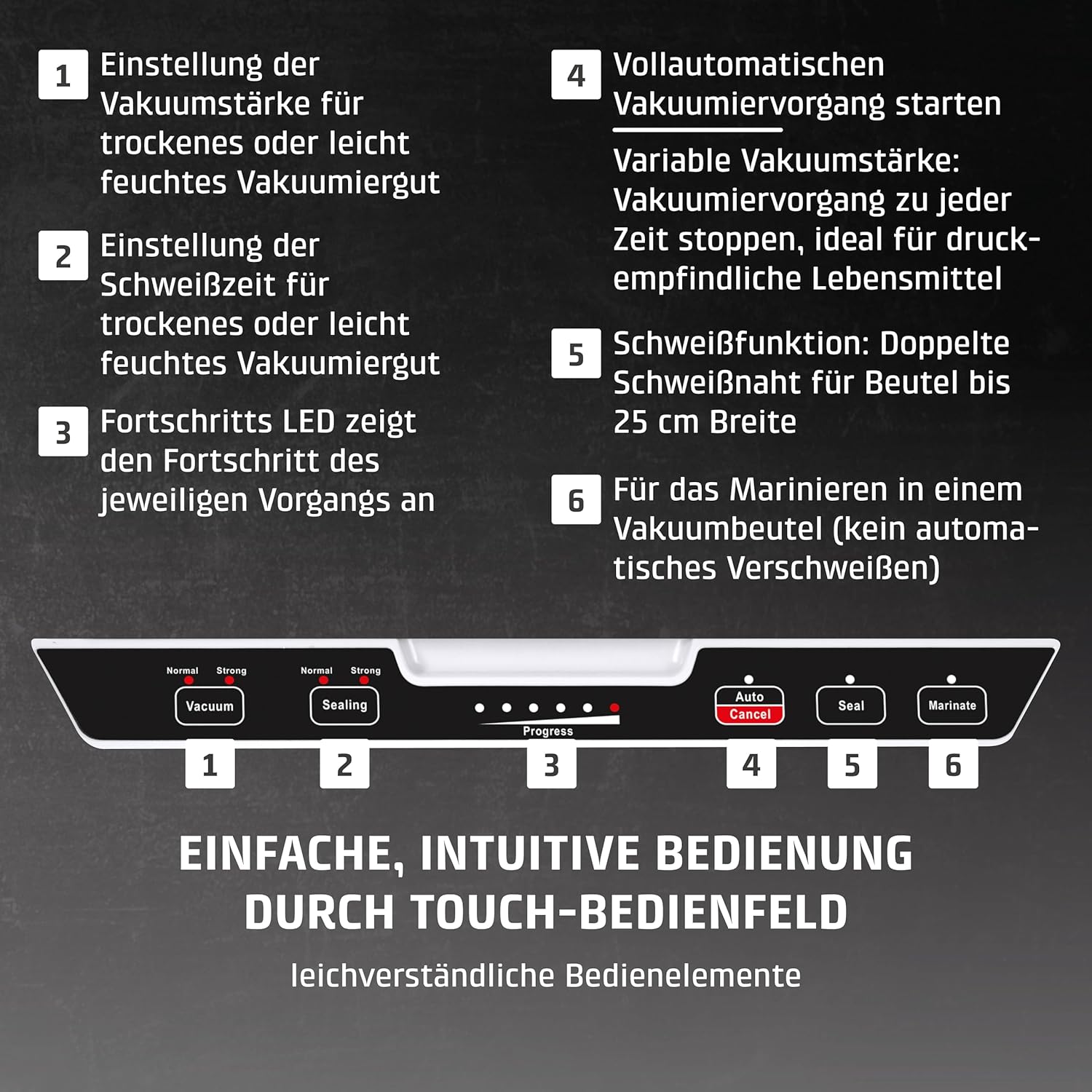 Caso VacuChef 40 - Kammervakuumierer aus Edelstahl, 3L Vakuumkammer 70 Liter/Minute, doppelte Schweißnaht, einstellbare Vakuum- und Schweißzeit, 1417