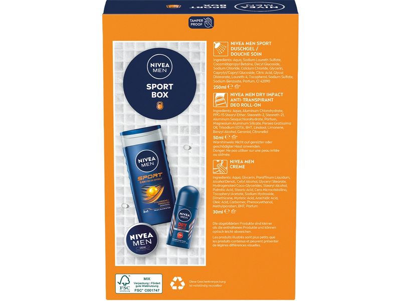 NIVEA MEN Geschenkset Sport Box 2024 Vitalisierende Pflege für Sportliche