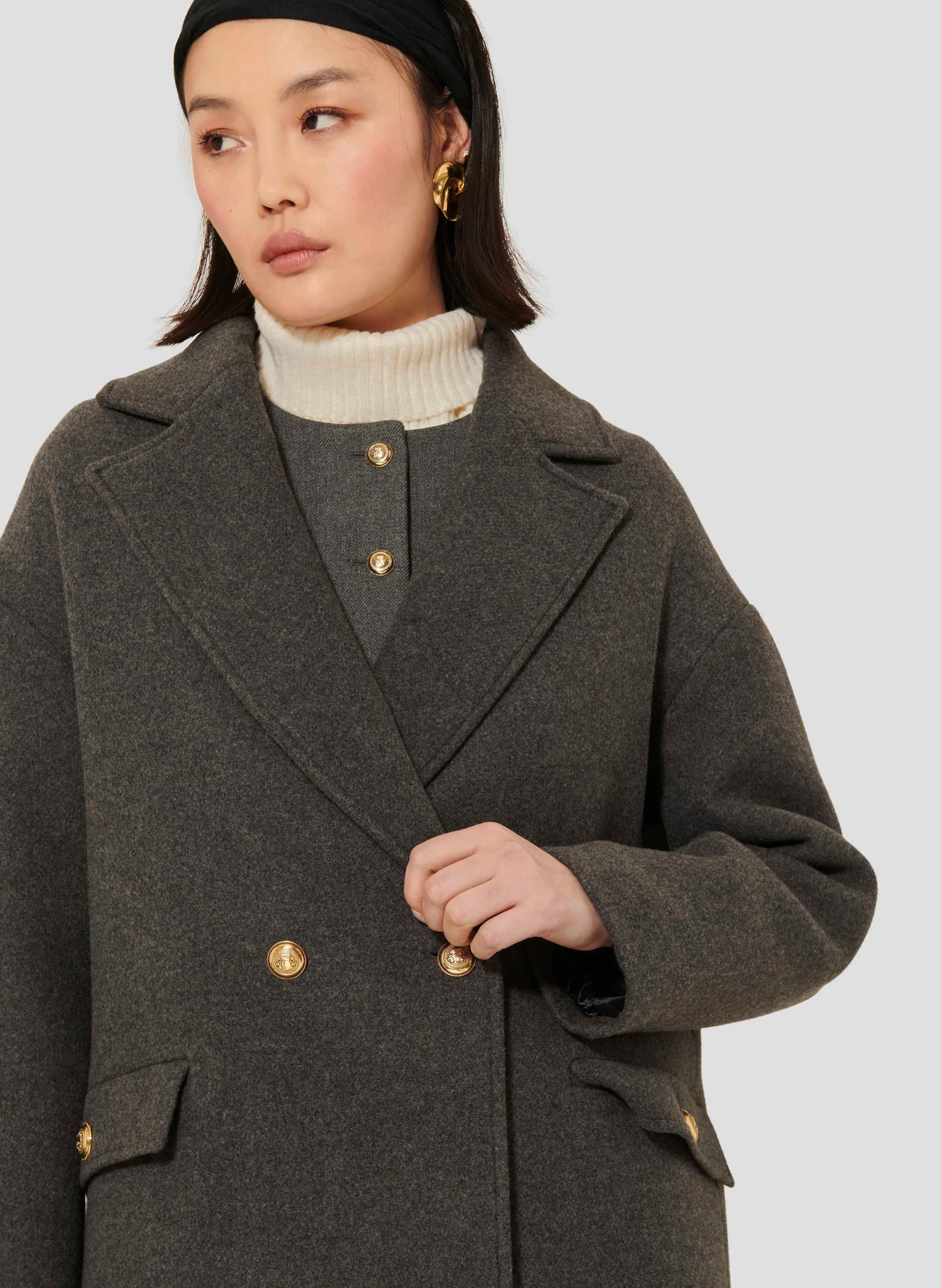 MILO - Caban long en laine mélangée | Gris