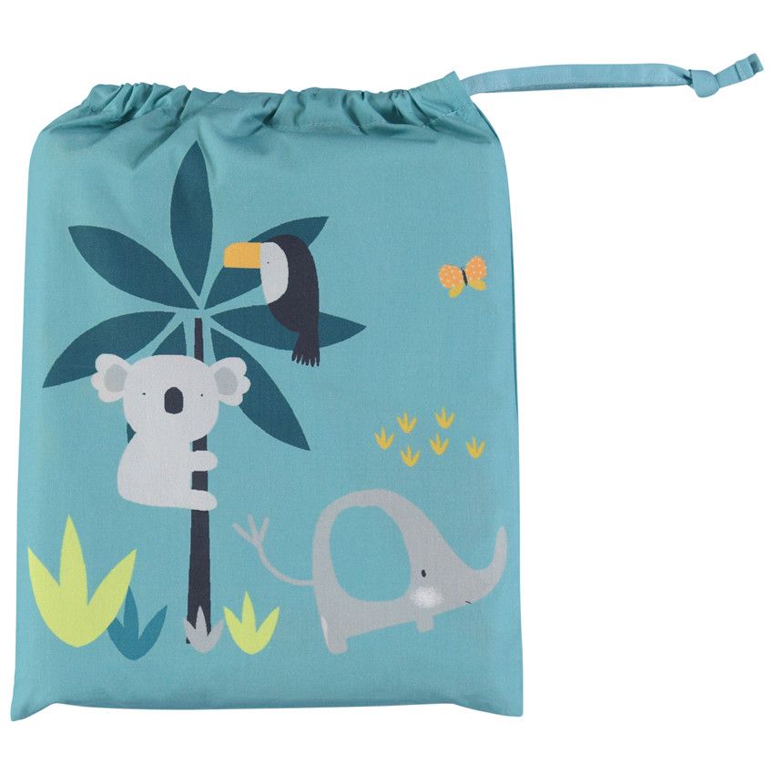 Set de lit avec housse de couette et 1 taie d'oreiller motifs animaux de la jungle - Vert
