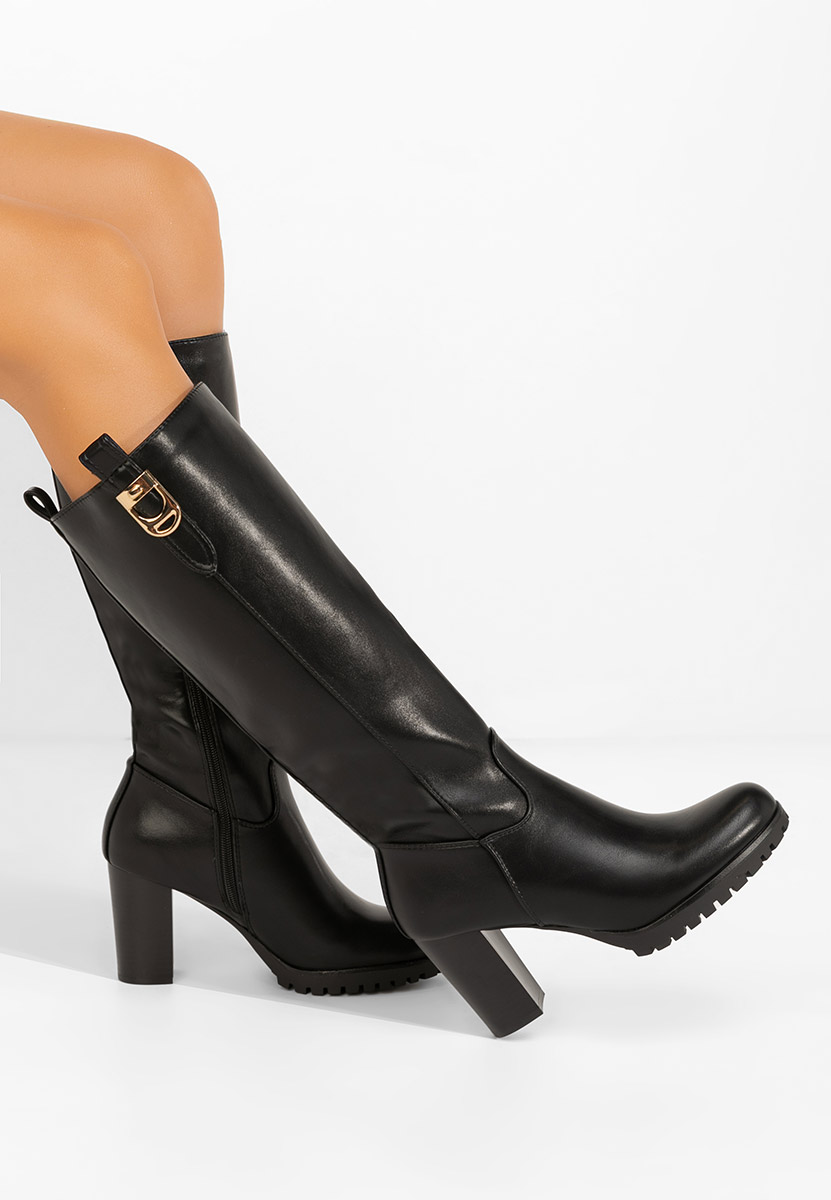 Bottes à talon carré noires Lorisea