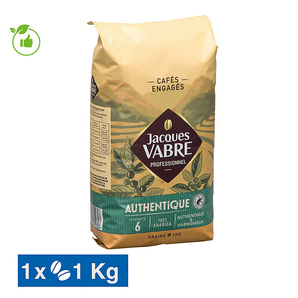 Café en grains Jacques Vabre Authentique 100% arabica 1 kg