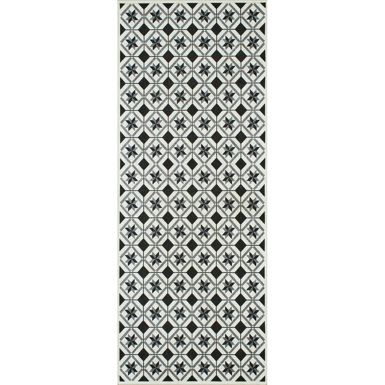 Nazar Rugs Tapis Azulejo 754 noir - 70x180 cm